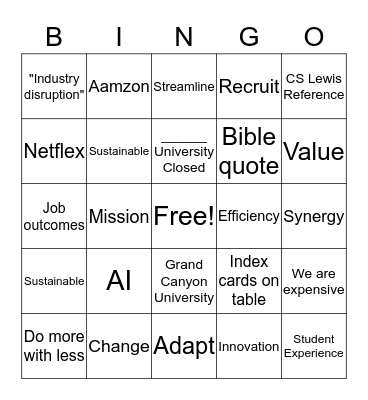 Employee Meeting Bingo Card