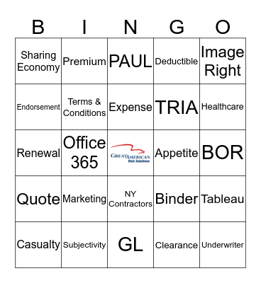 GARS Bingo Card