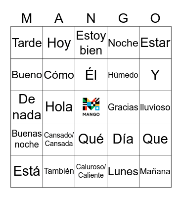 Spanish Bingo Card