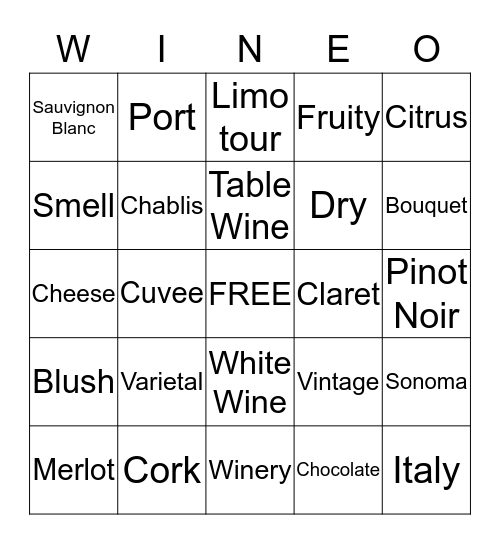 Wine! Bingo Card