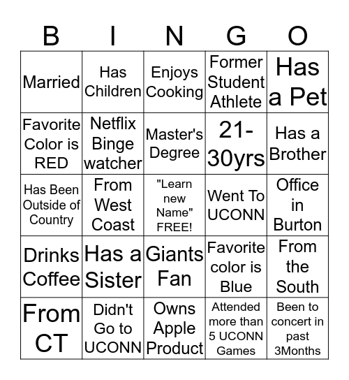 Staff Bingo  Bingo Card