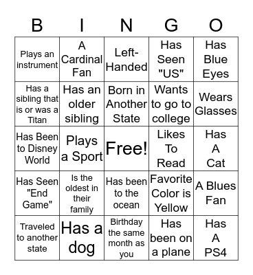 Class of 2023 Bingo Card
