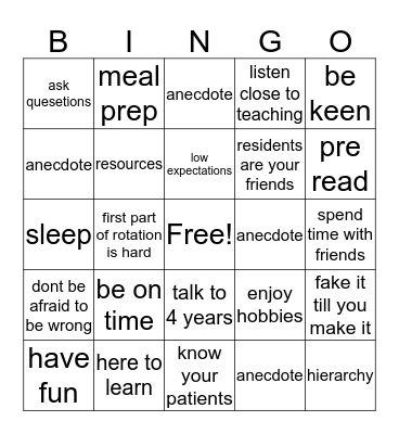 Untitled Bingo Card