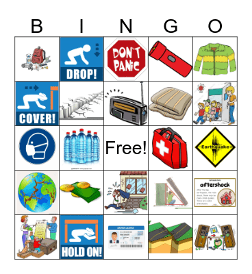 Earthquake Bingo Card
