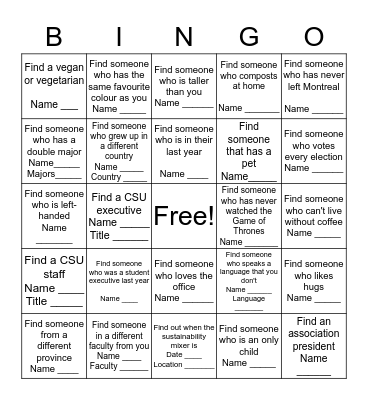 Executive Brunch Bingo Card