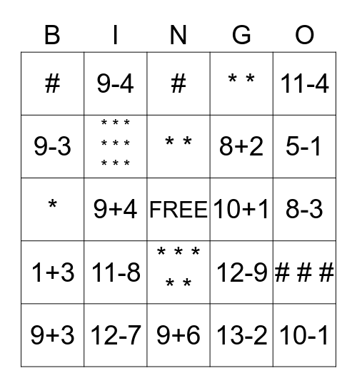 Math Bingo card 2 Bingo Card