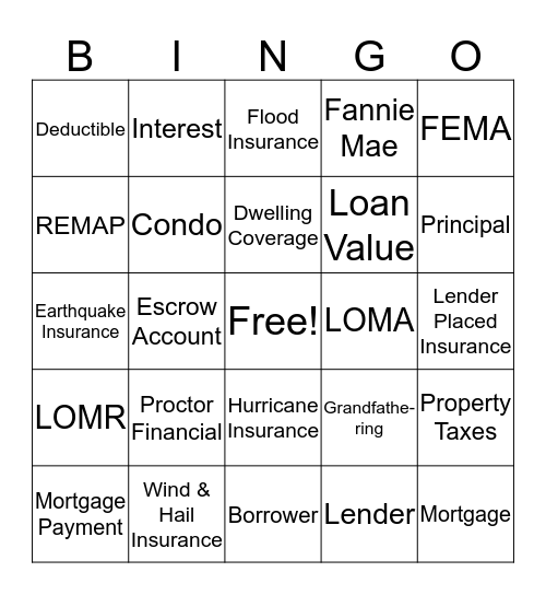 Insurance 101 Bingo Card