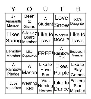 Mixer Bingo Card