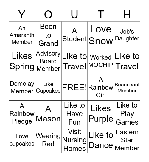 Mixer Bingo Card