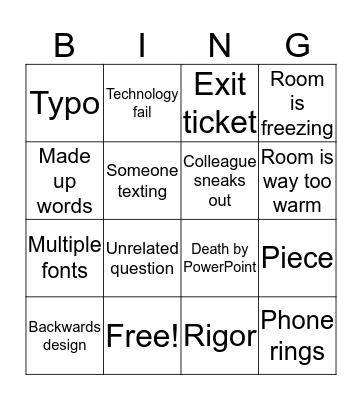 Walcome back! Bingo Card
