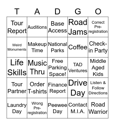 MCT  Bingo Card