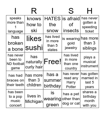 Find Someone Who... Bingo Card