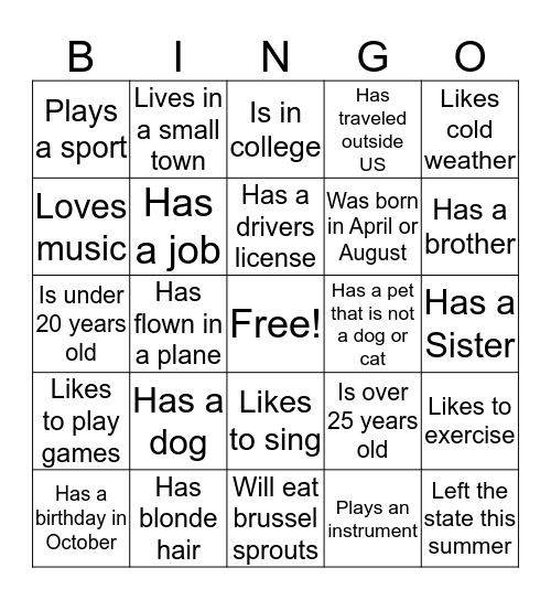 HALO Get to Know You Bingo Card