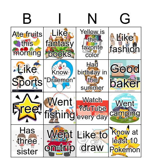 Get Know You Bingo Card