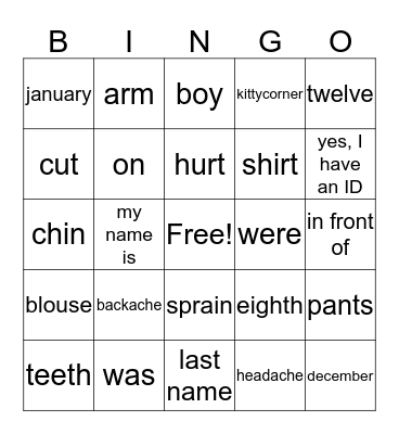 Review Bingo Card