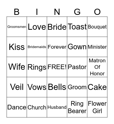 Ambers Bridal Shower Bingo Card