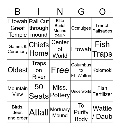 Answers  Bingo Card