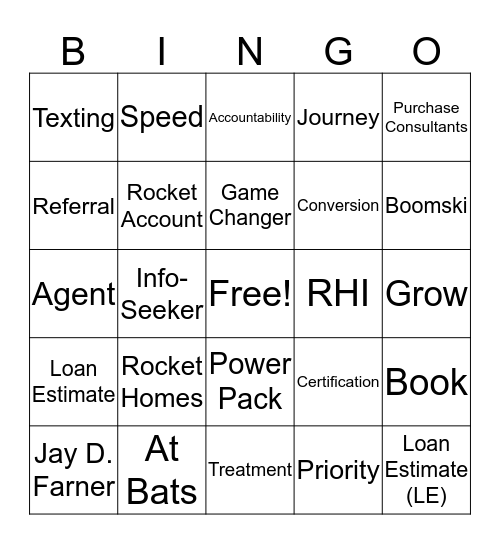 PURCHASE Bingo Card