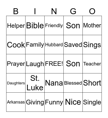 BEA BRYANT Bingo Card
