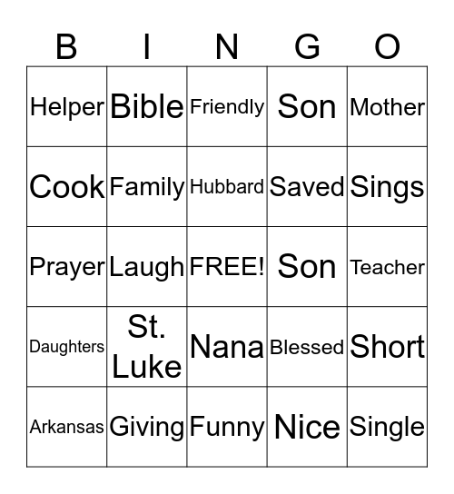 BEA BRYANT Bingo Card