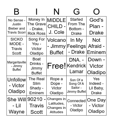 Music Bingo Card
