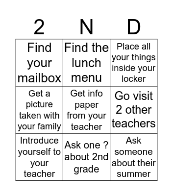 Back to School Bash Bingo Card