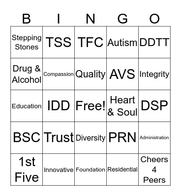 Merakey 50th Anniversary Bingo Card