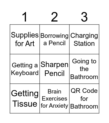 Class Procedures Bingo Card