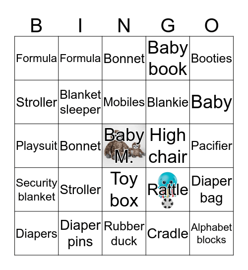 Chelsea's Baby Girl Shower Bingo Card