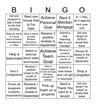 Leasing Agent Bingo Card