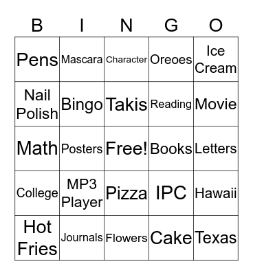 Random Words Bingo Card