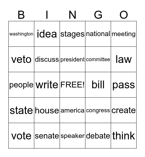 Political Bingo Card