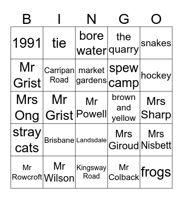 KCC Bingo Card