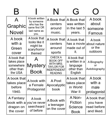 Library Bingo Card
