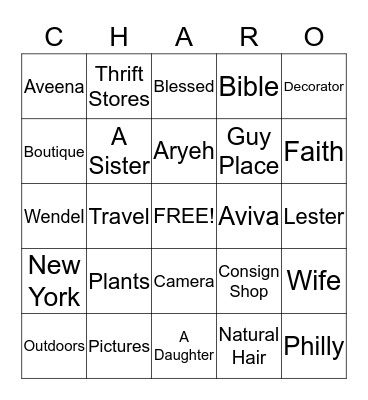 CHARMAINE'S BIRTHDAY BINGO Card