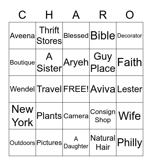 CHARMAINE'S BIRTHDAY BINGO Card