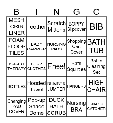 VICTORIA'S BABY SHOWER Bingo Card