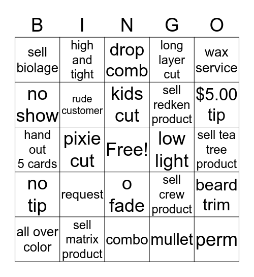MASTERCUTS Bingo Card