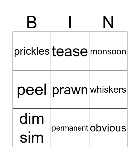 Onion Tears  Bingo Card