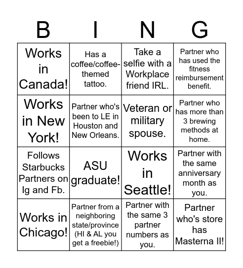 L.E. Blackout  Bingo Card