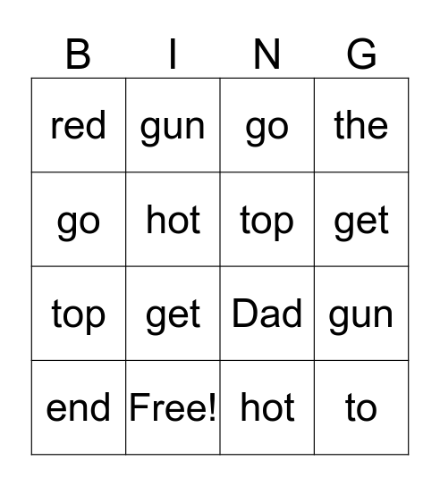 Bingo List 4 Bingo Card