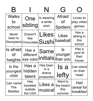 People Bingo Card