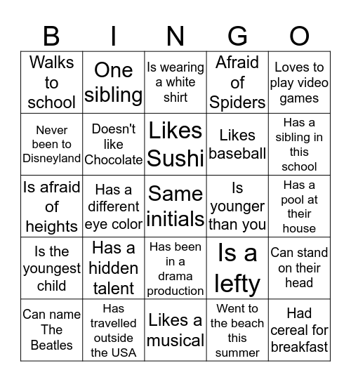 People Bingo Card