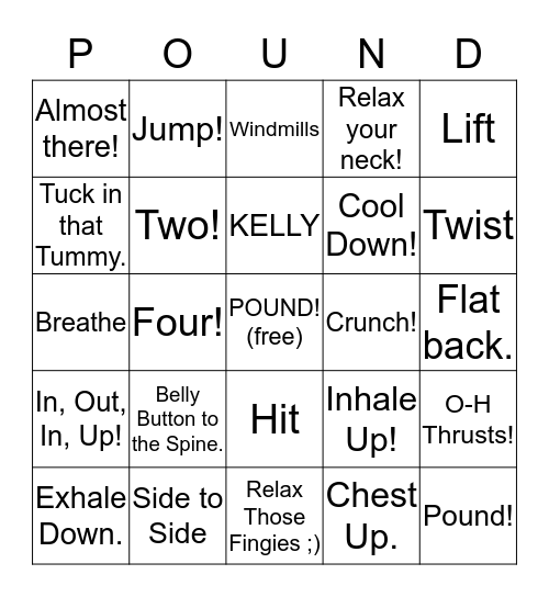 Bingo: POUND Edition Bingo Card