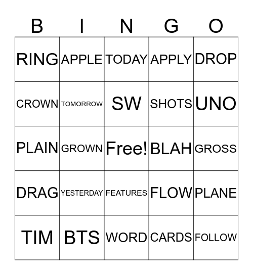 HINGO Bingo Card