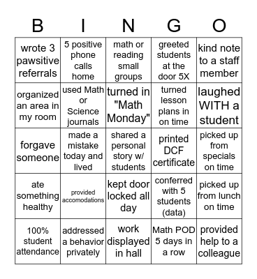 Peace River BINGO Card