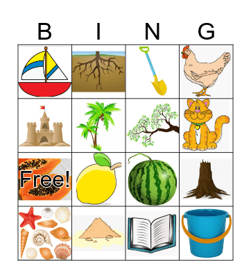 Beach and Garden Bingo Card