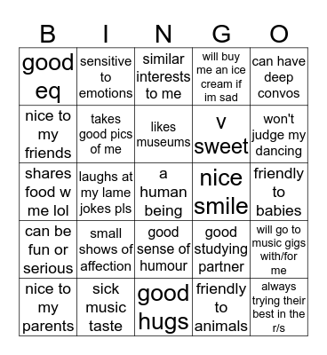 what if we dated, haha jk, unless??? bingo Card
