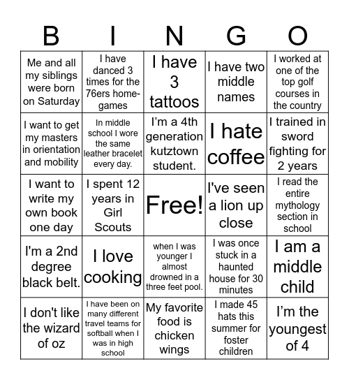 JHALL Bingo Card