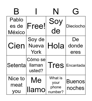 ¡Bingo! Bingo Card